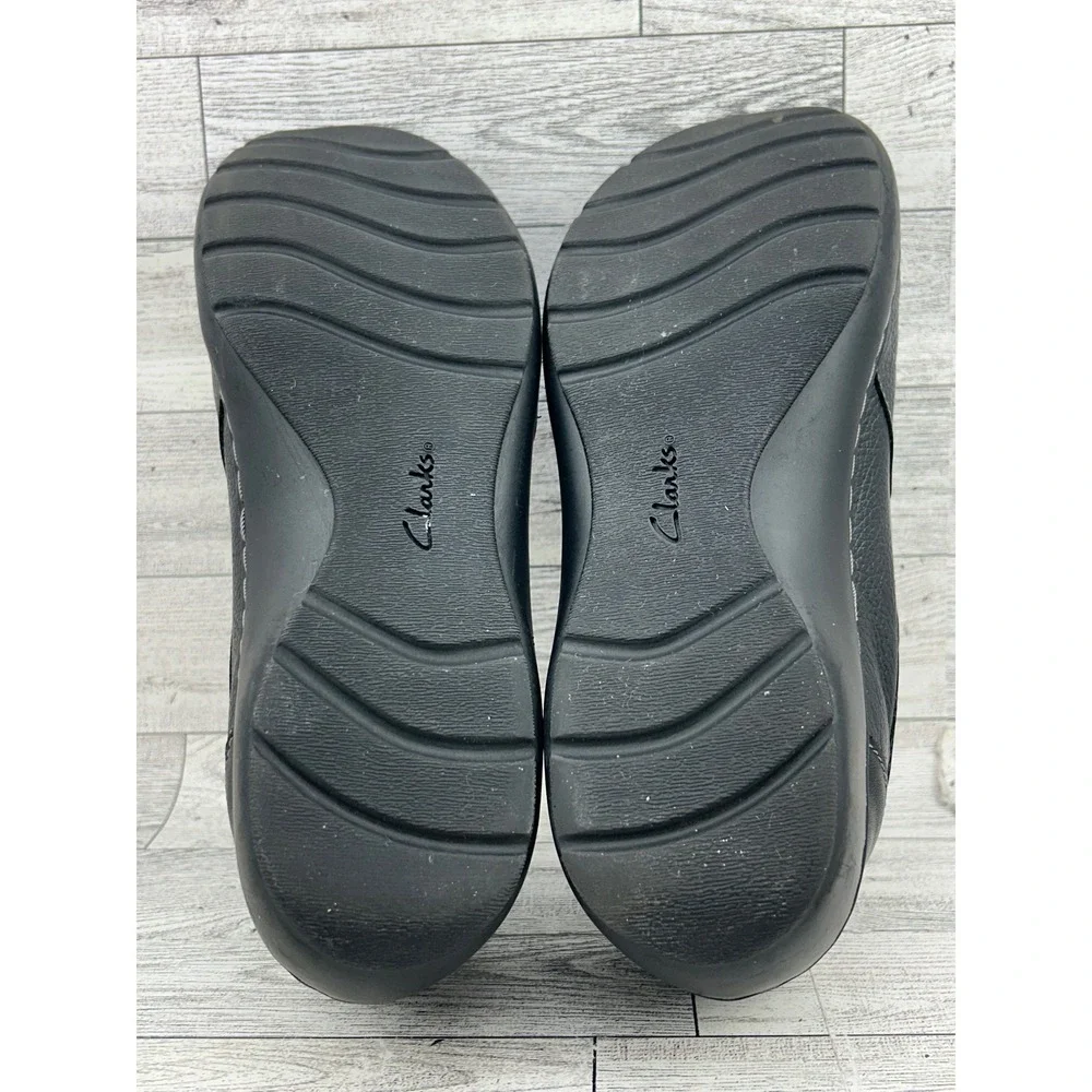 Clarks‎ Collection Black Leather Slip On Zip Comfort Shoes Womens 7.5 M